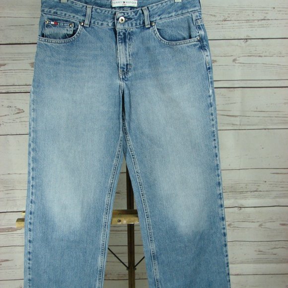 Tommy Jeans Big Hem Stove Pipe 32" Scrub Wash Sz 8 - Picture 3 of 16
